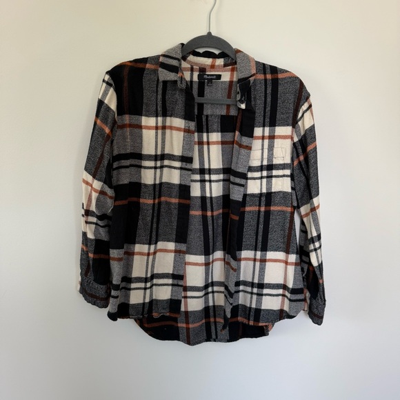 Madewell Tops - Madewell Checkered Flannel Shirt in Black, White, and Orange